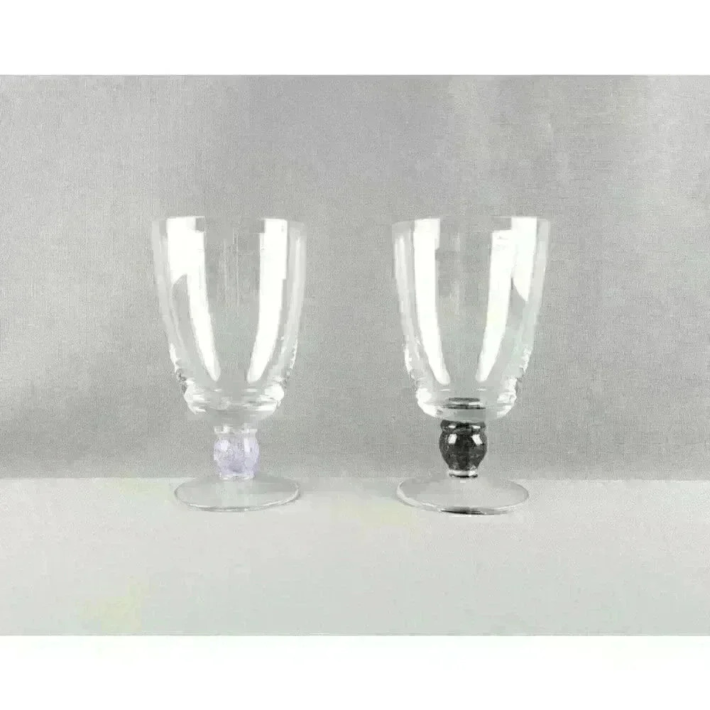 Purple & Green Crystal Wine Water Tea Goblet Drinking Glasses (Set of 2) Poland